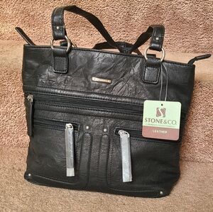 Stone & Co. NWT Black Leather Tote Bag